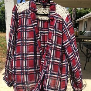 Plaid And Lace Shirt 💋